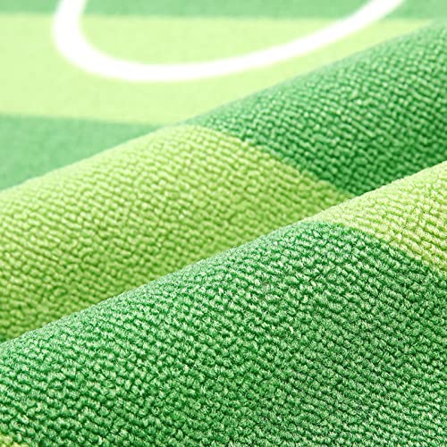 GLLSZ Creativo Campo De Fútbol Alfombra,Rectángulo Niños Tapete De Juego Alfombra,Antideslizante Cómodo Educativo Víveres para Dormitorio Playroom Guardería-Verde 100x130cm(39x51inch)