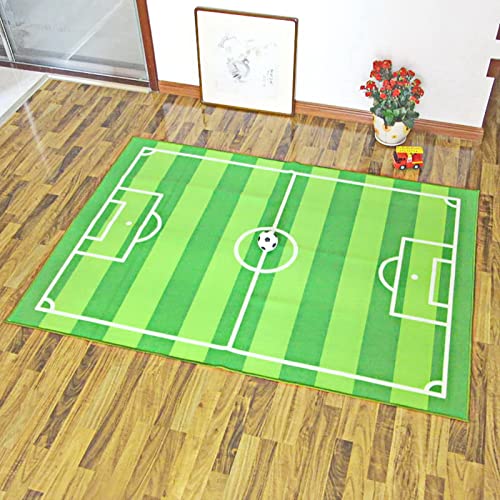 GLLSZ Creativo Campo De Fútbol Alfombra,Rectángulo Niños Tapete De Juego Alfombra,Antideslizante Cómodo Educativo Víveres para Dormitorio Playroom Guardería-Verde 100x130cm(39x51inch)