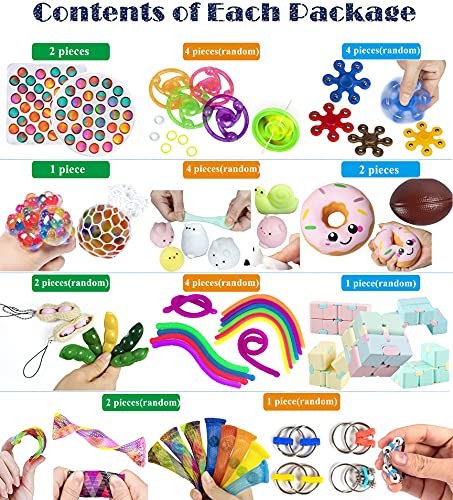 Gmajtars Fidget Sensory Toy Pack, Sensory Fidget Bubble Toys Set de Juguetes Sensorial Burbujas Antiestrés Fillet Fifget Figet Figettoy Toy Mochis Pelotas Box Niños Adultos Regalo Navidad Cumpleaños