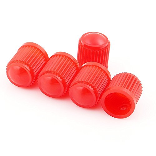 Godeson Tapones Rueda Coche,5X Tapones Coche,Tapones Valvula Coche,Tapa de válvula de plástico Rojo para Tipos de Coches, Camiones, Bicicletas, válvula Scharder