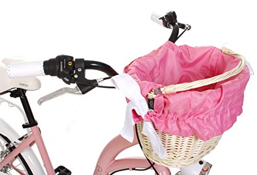 Goetze Mood - Bicicleta de ciudad retro vintage holandesa para mujer, ruedas de aluminio de 24 pulgadas, cambio Shimano de 7 velocidades, subida profunda, cesta con acolchado