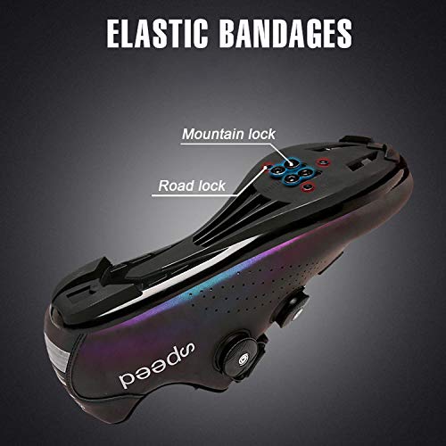 Gogodoing Zapatilla de Ciclismo Profesional Hombre Zapatos de Ciclismo de Antideslizantes SPD Lock System para Bicicleta de montaña/Carretera con Estilo de Encaje rápido Giratorio