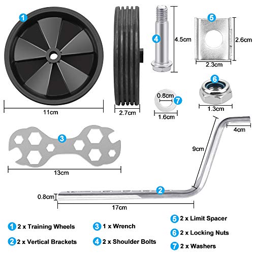 GOLRISEN Ruedines Bicicleta Infantil Universal Ruedines Bicicletas 12 14 16 18 20 Pulgadas Ruedas de Entrenamiento de Bicicleta Ruedas de Apoyo para Niños Estabilizador de Bici con Toda la Tornilleria