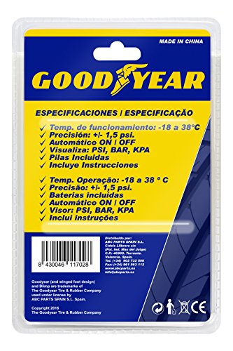 Good Year GOD0001 Medidor Corto de Presión De Neumáticos Digital, de mano