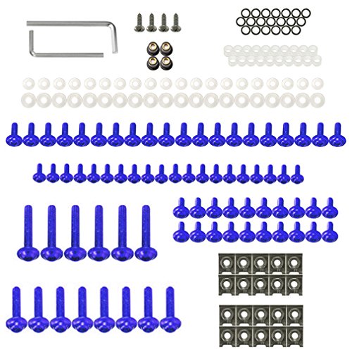 GOOFIT Kit De Pernos Del Cuerpo Del Carenado De La Motocicleta Spire Speed Clips De FijacióN Tuercas De Tornillo(Azul)