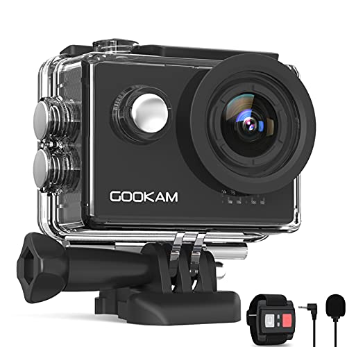 GOOKAM 4K 60FPS WiFi Cámara Deportiva 20MP EIS Cámara Acción Sumergible 40M Camaras Acuática Ultra HD 170° Gran Angular con 2 Baterías de 1350mAh y Accesorios Multiples-GO 6