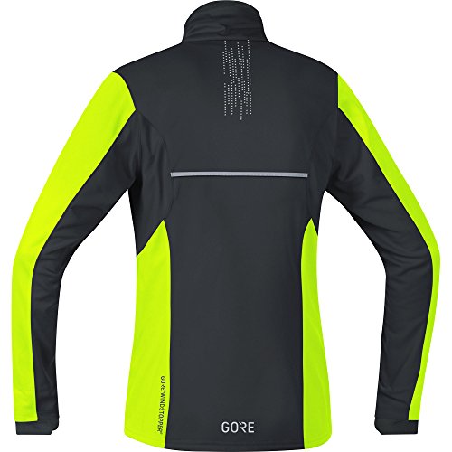 GORE WEAR Chaqueta cortavientos de running para hombre, R5 GORE WINDSTOPPER Jacket, XL, Negro/Amarillo neón, 100153