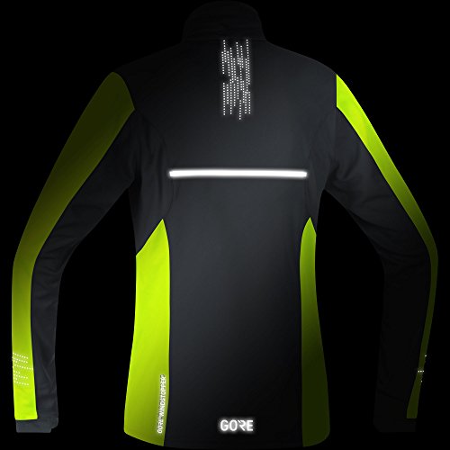 GORE WEAR Chaqueta cortavientos de running para hombre, R5 GORE WINDSTOPPER Jacket, XL, Negro/Amarillo neón, 100153