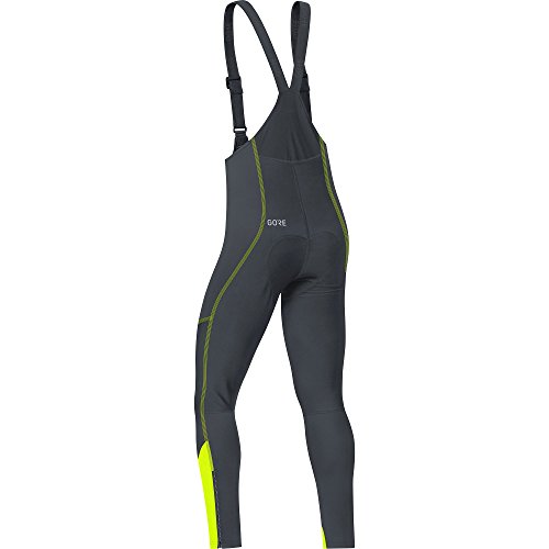 GORE WEAR Culote Cortavientos de Ciclismo para Hombre, con badana, C3 Gore Windstopper Bib Tights+, L, Negro/Amarillo neón, 100337