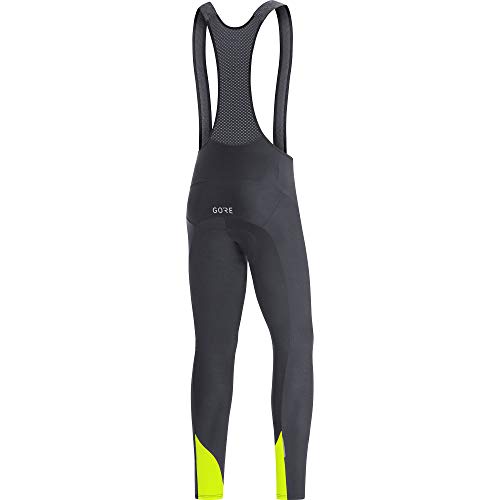 GORE WEAR Culote térmico con badana de ciclismo para hombre, C3, L, Negro/Amarillo neón