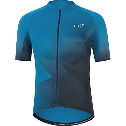 GORE WEAR Maillot de manga corta Fade para hombre, M, Azul cobalto/Negro