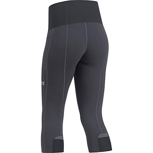 GORE WEAR R5 Mallas de running 3/4 para mujer, 34, Gris oscuro/Negro