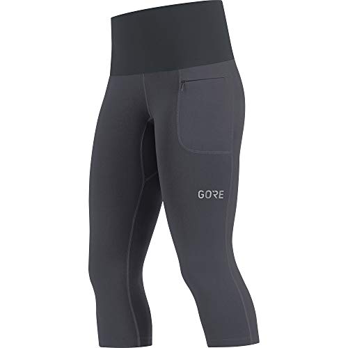 GORE WEAR R5 Mallas de running 3/4 para mujer, 34, Gris oscuro/Negro