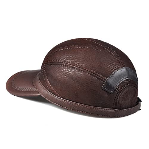 Gorra De Béisbol De Cuero para Hombre, Gorra con Pico Informal De Piel De Oveja Ajustable, Cómoda Y Cálida