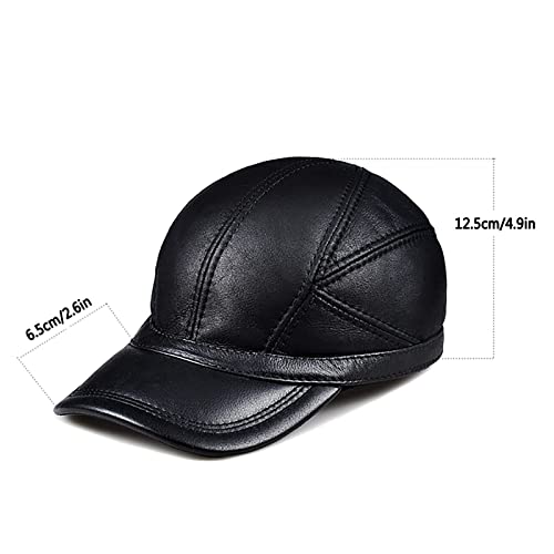 Gorra De Béisbol De Cuero para Hombre, Gorra con Pico Informal De Piel De Oveja Ajustable, Cómoda Y Cálida