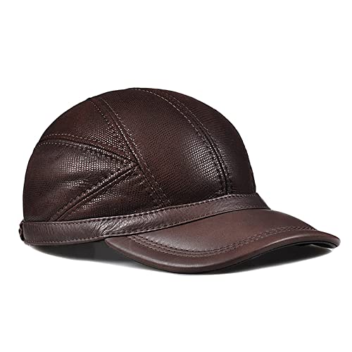 Gorra De Béisbol De Cuero para Hombre, Gorra con Pico Informal De Piel De Oveja Ajustable, Cómoda Y Cálida