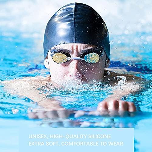 Gorro De NataciÓN Silicona Tallas Grandes CÓModa ProtecciÓN para Los OÍDos para La Cabeza ProtecciÓN para El Cabello Equipo De NataciÓN Gorro De NataciÓN Unisex Impermeable (Negro)