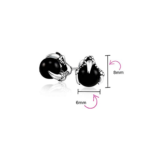 Gótico Punk Rocker Biker joyería bola negro bola orbe dragon garra pendientes para hombres para mujeres tono plata negro acero inoxidable oxidado