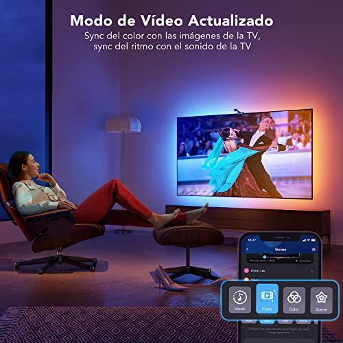 Govee Immersion Tira LED TV con Cámara 3,8m, Alexa Luces LED RGBIC WiFi Funciona con Alexa y Google Assistant USB, Luz Ambilight Soporta 55-65 Pulgada TV para Película, Navidad y LED Gaming