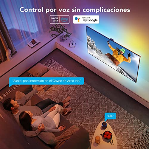 Govee Immersion Tira LED TV con Cámara 3,8m, Alexa Luces LED RGBIC WiFi Funciona con Alexa y Google Assistant USB, Luz Ambilight Soporta 55-65 Pulgada TV para Película, Navidad y LED Gaming