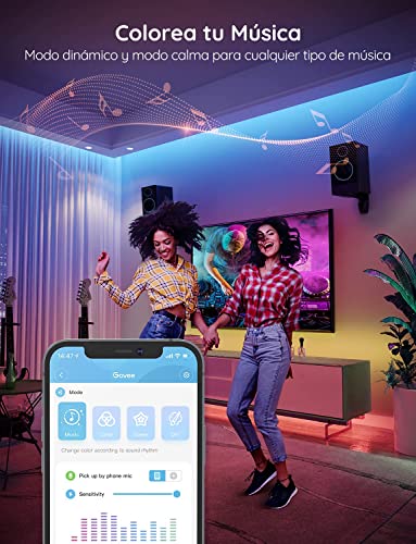 Govee Tiras LED 10m, Luces LED Bluetooth Control de App con 64 Modos de Escena y Sincronización de Música, Tira LED RGB para Habitacion, Cocina, Fiesta, Bricolaje, Decoración del Hogar