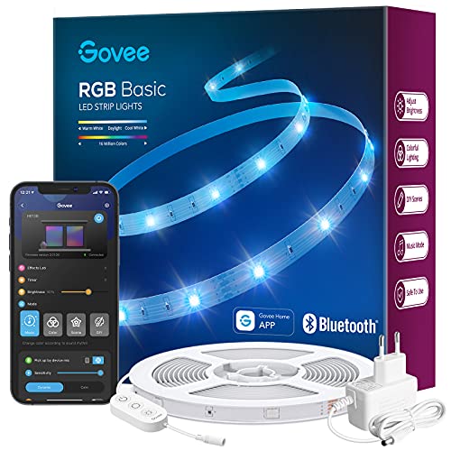 Govee Tiras LED 10m, Luces LED Bluetooth Control de App con 64 Modos de Escena y Sincronización de Música, Tira LED RGB para Habitacion, Cocina, Fiesta, Bricolaje, Decoración del Hogar