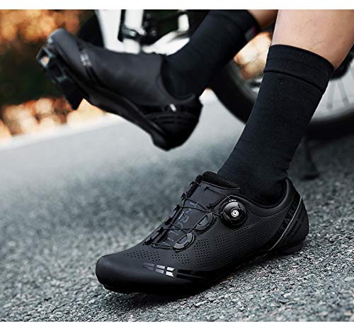 Govoland Zapatillas De Ciclismo Zapatillas De Ciclismo De Carretera para Hombres Y Mujeres Zapatillas De Ciclismo con Cordones Zapatillas De Interior/Exterior con Cerradura(38, Black)
