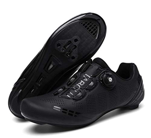 Govoland Zapatillas De Ciclismo Zapatillas De Ciclismo De Carretera para Hombres Y Mujeres Zapatillas De Ciclismo con Cordones Zapatillas De Interior/Exterior con Cerradura(38, Black)