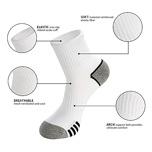 Gozlu 5 Pares Calcetines Deporte Hombre, Cómodos Gruesos Calcetines Anti-ampollas para Running, Transpirable, Absorbe el Sudor, Arco de CompresióN, Quarter Calcetines Talla 41-46