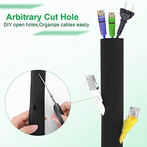 Gozlu Organizador Cables,4 x 50 cm Funda Cubre Cables de Neopreno con Cremallera +10 Reutilizables Bridas,Manguitos de Gestión para Recoge TV/Ordenador/Hogar/Entretenimiento/Oficina Cables