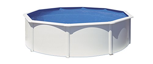 Gre KIT460ECO Fidji - Piscina Elevada Redonda, Aspecto Acero Blanco, 460 x 120 cm