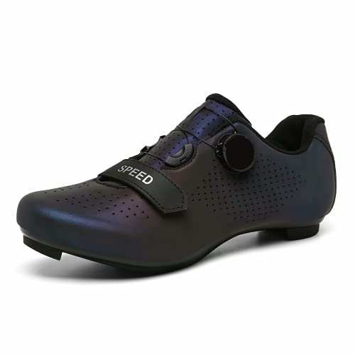 Great Flyor Zapatillas Peloton para hombre y mujer, zapatillas de ciclismo SPD para actividades al aire libre y en interiores, compatibles con tacos Delta Look, Color morado., 41 EU