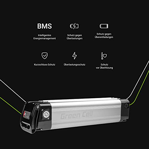 Green Cell® 24V | 36V | Batería para Bicicleta Electrica de Iones de Litio Li-Ion Recargable al Motor 250W BMS E-Bike Pedelec Silverfish y Cargador (36V 10.4Ah MAX 250W)