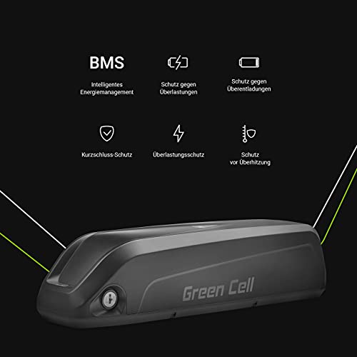 Green Cell® 36V Batería para Bicicleta Electrica de Iones de Litio Li-Ion Recargable al Motor 250W 500W BMS E-Bike Pedelec Down Tube Botella y Cargador (36V 15Ah MAX 250W)