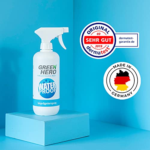 Green Hero Spray Impermeabilizante para Textil y Cuero 500 ml sin Gas Propulsor – Spray Impermeabilizante Textil – Spray Impermeabilizante Calzado – Nanosellado contra la Humedad y la Suciedad