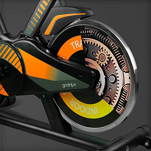 gridinlux | Trainer Alpine 6000 | Bicicleta estática Spinning | Volante Inercia 10 kg | Regulación Total de Intensidad | Pantalla LCD con pulsómetro | Fitness