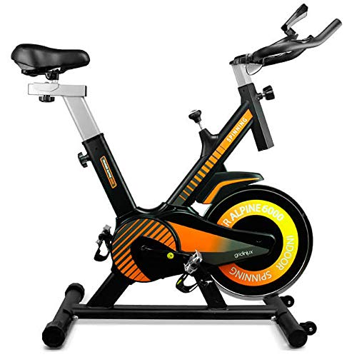 gridinlux | Trainer Alpine 6000 | Bicicleta estática Spinning | Volante Inercia 10 kg | Regulación Total de Intensidad | Pantalla LCD con pulsómetro | Fitness