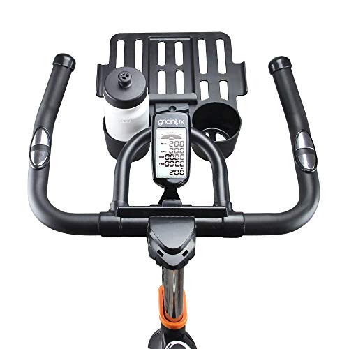 gridinlux. Trainer Alpine 8000. Bicicleta estática Spinning. Volante de Inercia 25 kg, Nivel Avanzado, Altura Ajustable, Pantalla LCD, Fitness, Unisex.