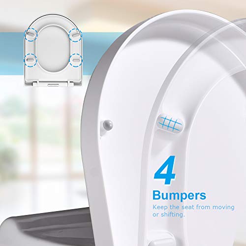 GRIFEMA G951 - Tapa WC, Asiento de Inodoro de Cierre Suave en Forma de D con Liberación Rápida para una Fácil Limpieza, Blanco [Exclusivo en Amazon]