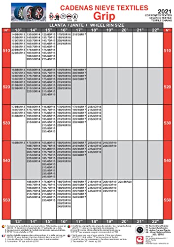 Grip - Cadenas de nieve textil, talla Nº 560, set 2 uds, guantes incluidos