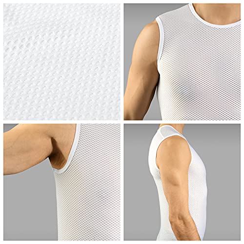 GripGrab Camiseta Interior Ciclismo Pack 1 o 3 uds Sin Mangas de Rejilla Ropa Técnica Ciclista Transpirable Unisex, Blanco, S