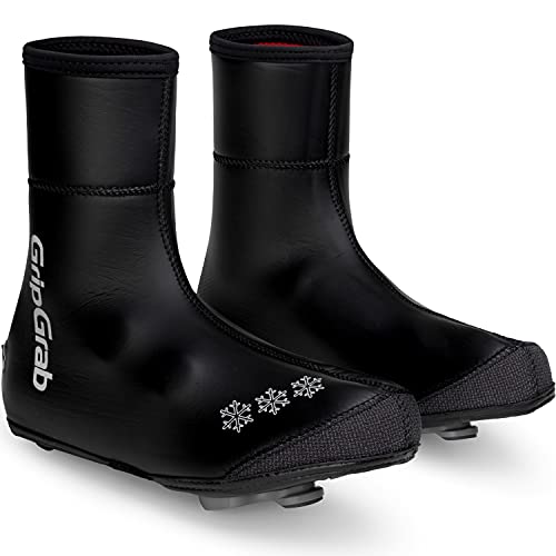 GripGrab Cubrezapatillas Ciclismo Arctic Invierno Térmicos Carretera Cortavientos 4mm Neopreno Impermeable con Forro Cubrebotas, Unisex-Adult, Negro, XXL (46-47)