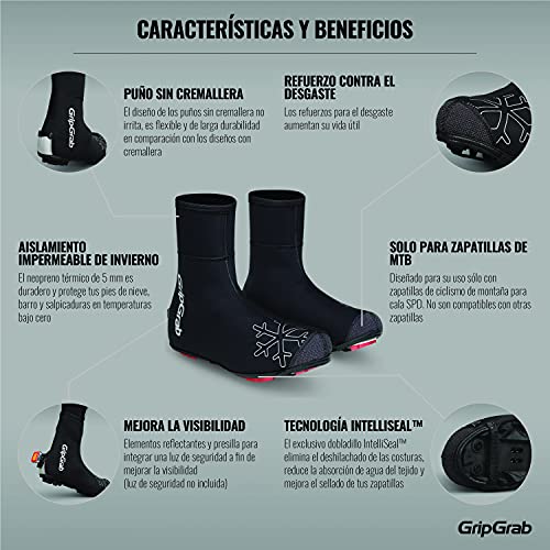 GripGrab Cubrezapatillas Ciclismo Arctic X Invierno Térmicos MTB Cortavientos 4mm Neopreno Impermeable con Forro Polar Cubrebotas, Adultos Unisex, Negro, 46/47 EU