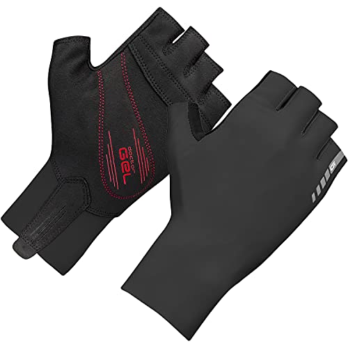 GripGrab Guantes de Ciclismo Cortos Aero TT Profesional Competición Acolchado 2mm DoctorGel Road MTB CX Contrarreloj, Unisex-Adultos, Negro, L