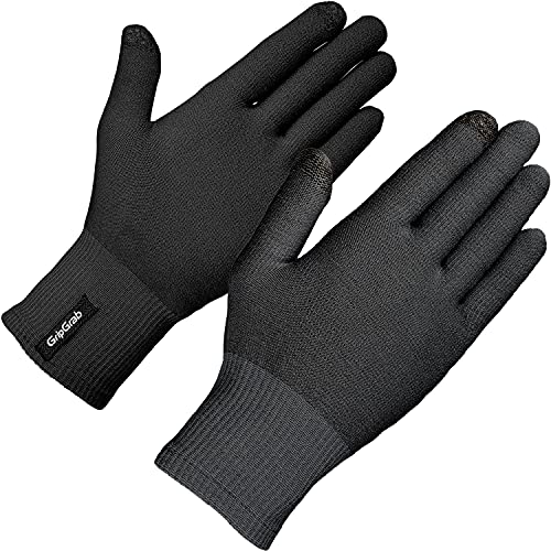 GripGrab Guantes de Ciclismo Invierno de Lana Merino Guantes Largos Bicicleta Térmicos de Punto Táctiles Sotoguantes, Negro, M/L