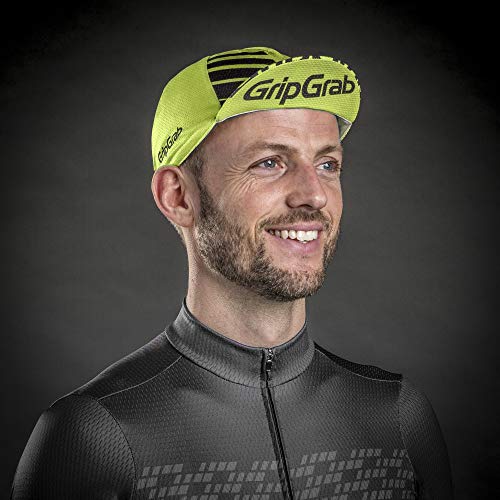 GripGrab Lightweight Summer Cycling Cap UV-Protection Under-Helmet Mesh Hat Highly Breathable 8 Colours, Amarillo neón, OneSize (54-63 cm)