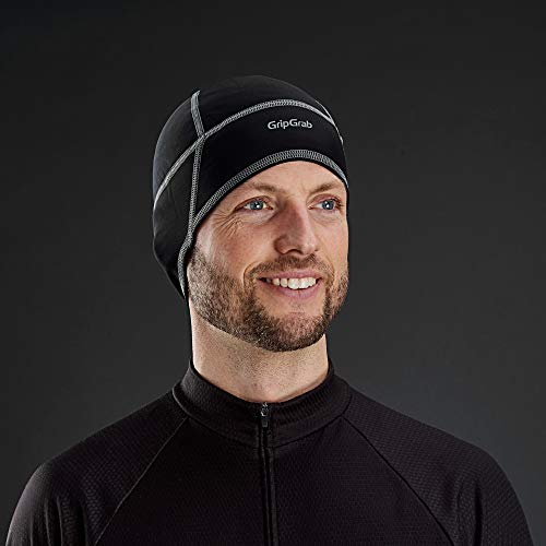 GripGrab Lightweight Thermal Under Helmet Cycling Running Skull Cap-Winter Bicycle Hat-Black, Neon HiViz Headwear Calentadores Babeza, Unisex-Adult, Negro, M (57-60 cm)