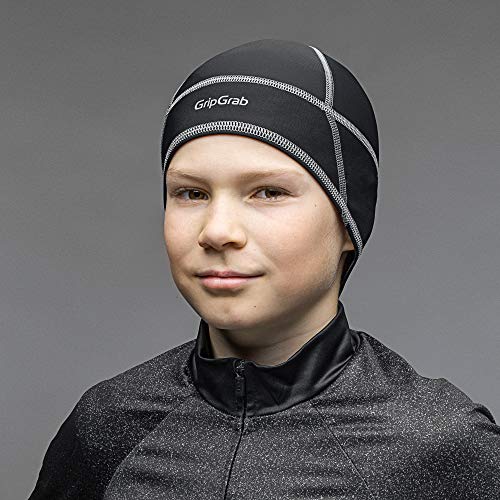 GripGrab Lightweight Thermal Under Helmet Cycling Running Skull Cap-Winter Bicycle Hat-Black, Neon HiViz Headwear Calentadores Babeza, Unisex-Adult, Negro, M (57-60 cm)