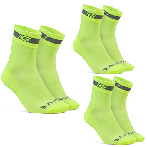 GripGrab Multipack Giftbox Classic Regular Cut Summer Cycling Socks Pack of 3 Bicycle Road Mountain Bike Indoor Spinning, Amarillo Neón, 44-47