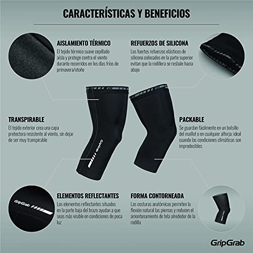 GripGrab Perneras de Ciclismo Pirata Térmicas Felpa Invierno Otoño Antideslizante Bicicleta Carretera MTB Gravel Calentadores, Adultos Unisex, Negro, S